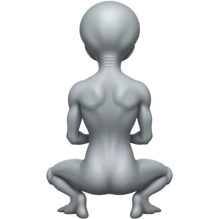 fullbody gray alienon kneeling BACKVIEW emoji