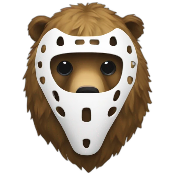Grizzly head white and ree hockey mask emoji