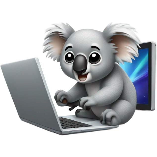 Koala punching laptop emoji