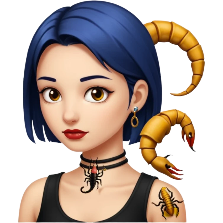 Girl with Scorpion Tattoo on the neck. emoji