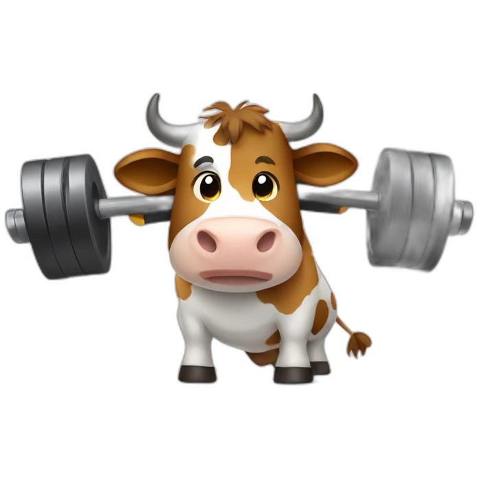cow lifting weights emoji