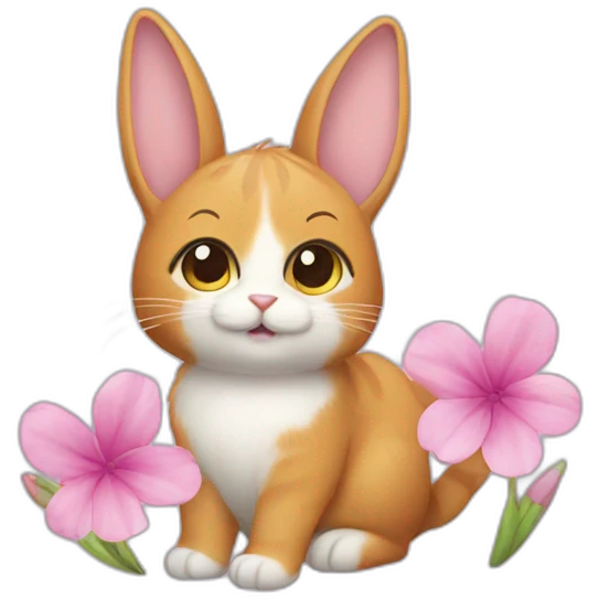 cat bunny flower emoji