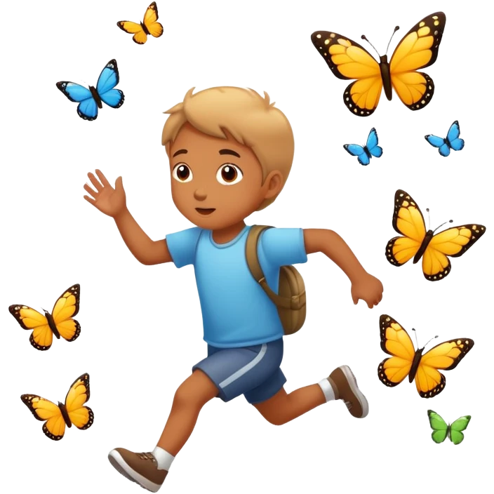 child chasing butterflies emoji