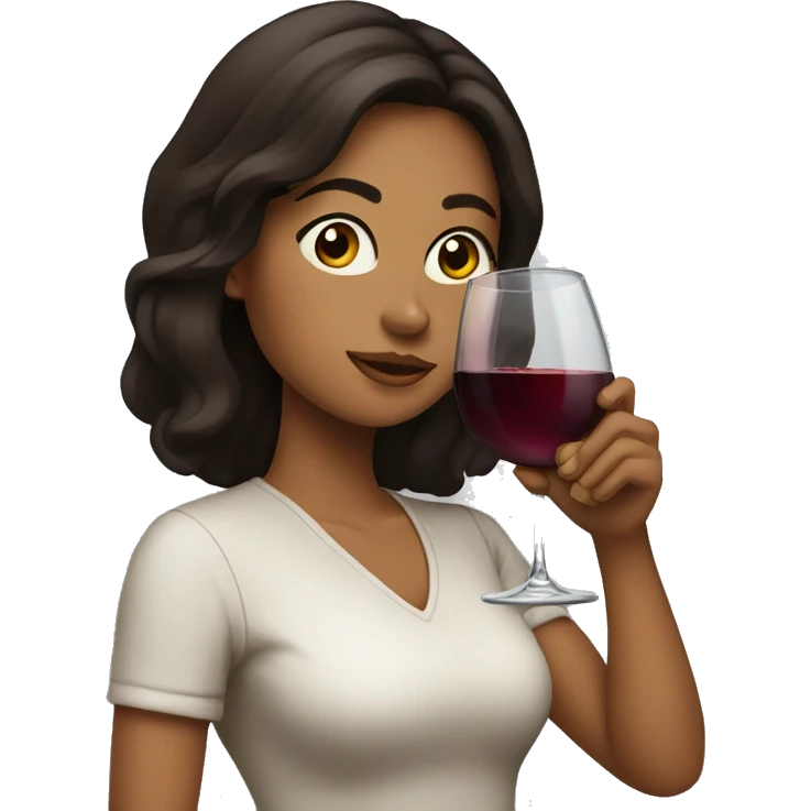 Brunette drinking wine emoji