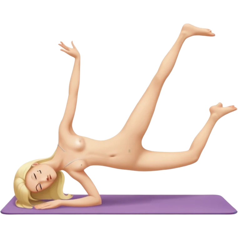 Nude woman, thin, long hair blonde, C Cup, Dhanurasana emoji