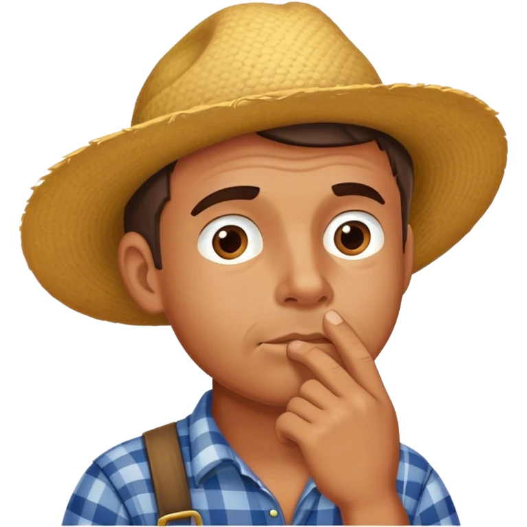 Agriculteur qui hésite avec main sur la bouche emoji