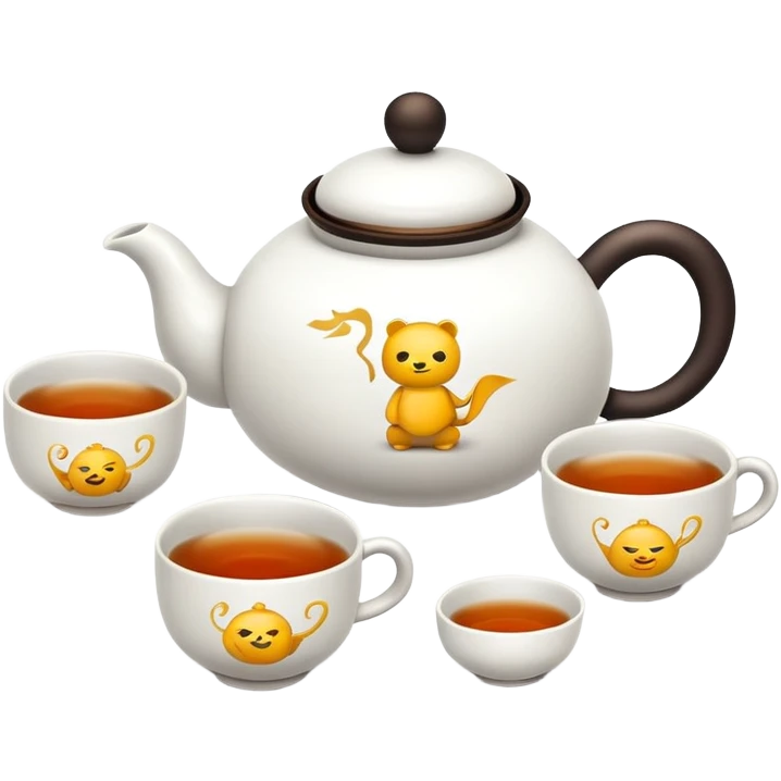 Chinese tea set with small teapot and cups for Kung Fu tea ceremony, emoji style emoji