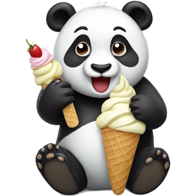 Panda eating ice cream emoji