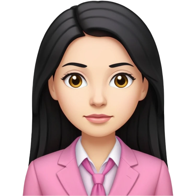 Business chlothes pink woman caucasian long black hair girl emoji