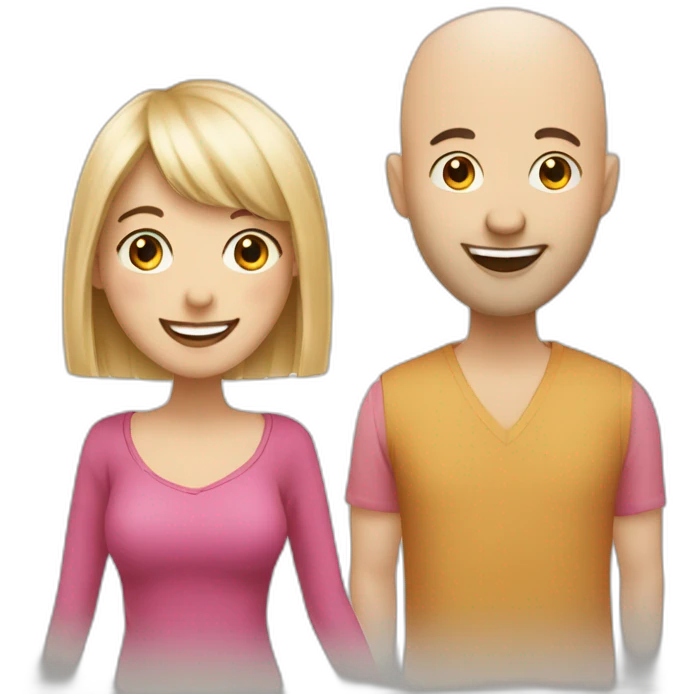 Happy-secret-couple-girl-with-fringe-with-Bald-guy emoji
