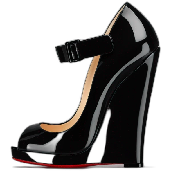 WEDGE heel LOUBOUTIN black PATENT emoji