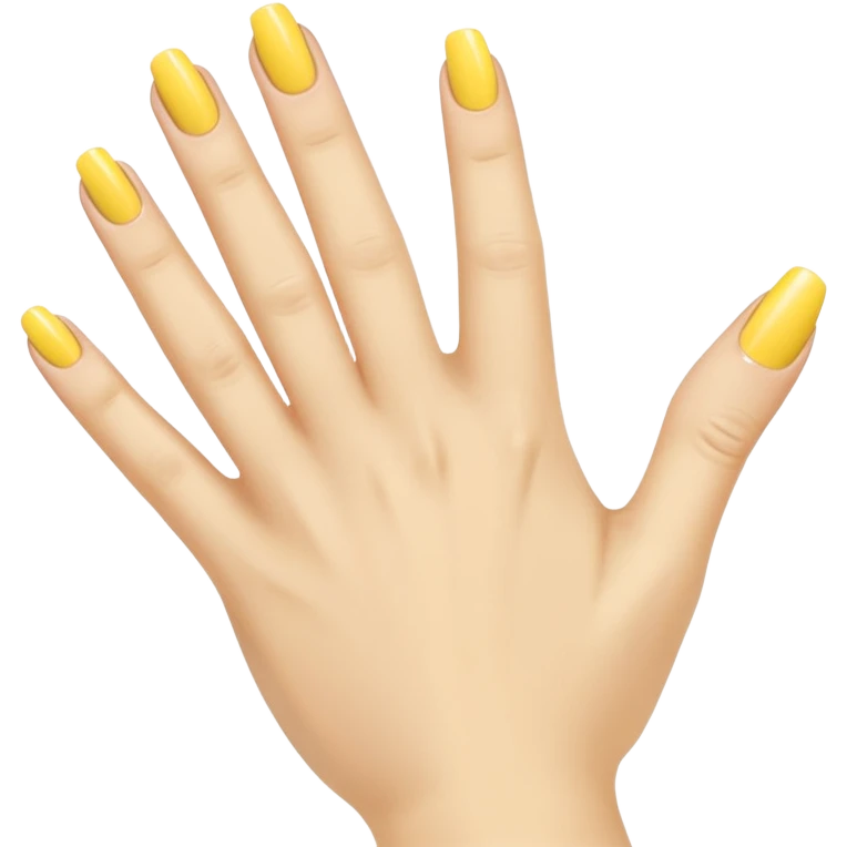 Generate a high-quality illustration of a generic hand with yellow nail polish being applied, 5 fingers, flat vector or simple cartoon style, no recognizable person, no facial features, no brand markings, simple white background, high-resolution.
 emoji