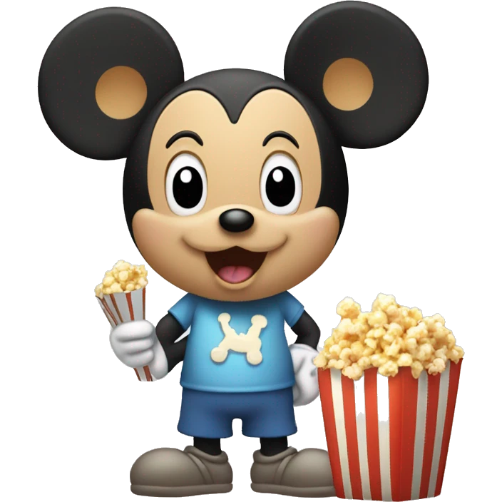 Cute micky mouse with popcorn emoji