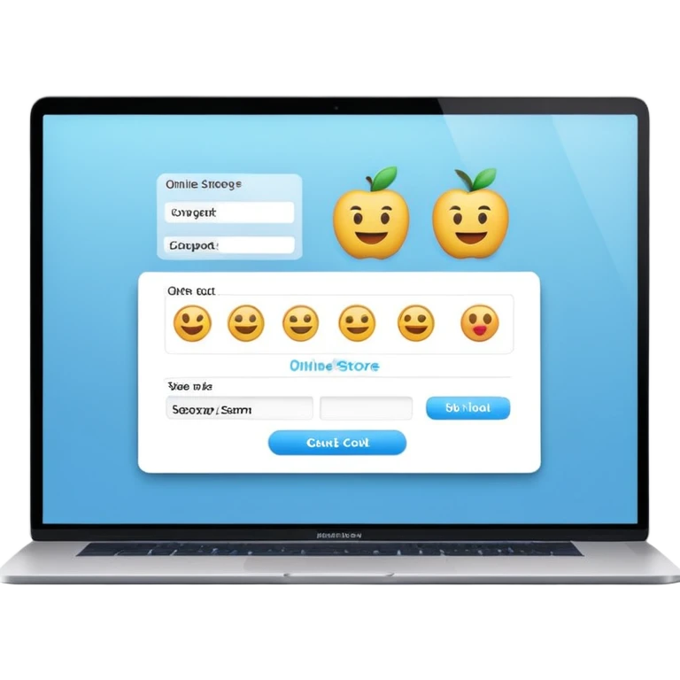 online store checkout on a macbook screen, no person only macbook emoji