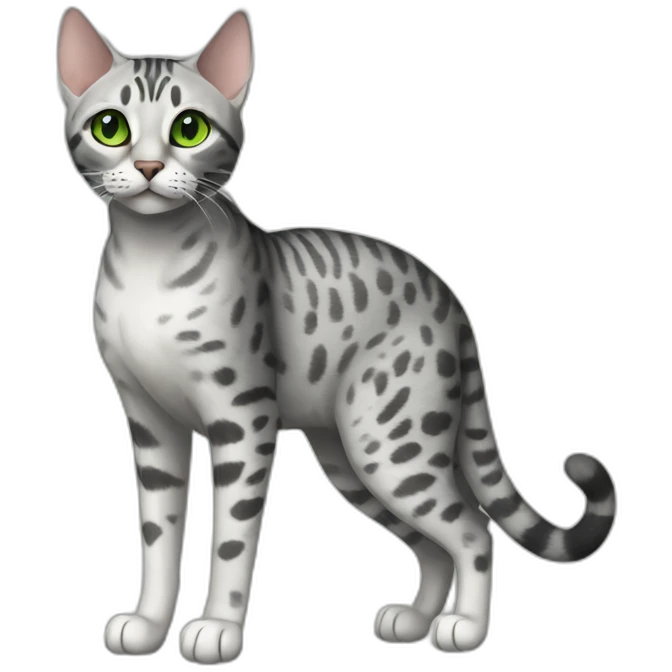 Egyptian Mau cat with green eyes, full-height emoji