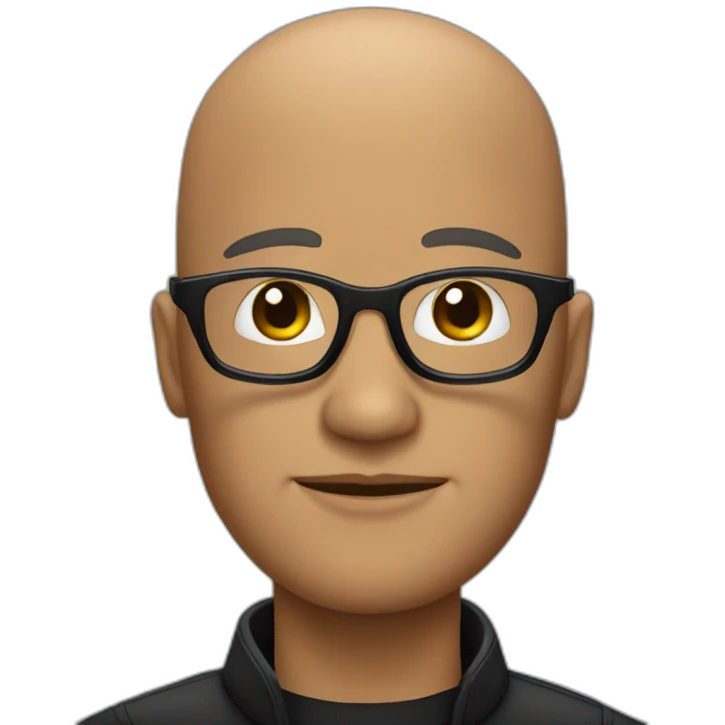 Bald man with all-black glasses emoji