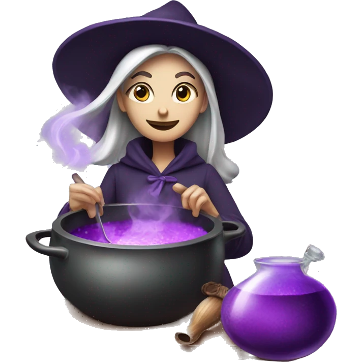 Witch cooking purple potion detailed emoji