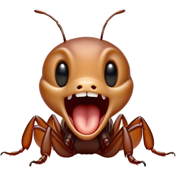 Cinematic Adorable Yawning Ant Portrait Emoji, Head tilted slightly with a dramatic, wide-open yawn, showcasing a tiny, segmented body with softly drooping features and sleepy, half-closed eyes, Simplified yet irresistibly cute features, highly detailed, glowing with a soft, cozy natural glow, high shine, relaxed yet expressive, stylized with a dash of whimsical charm, soft glowing outline, capturing the essence of a drowsy ant that appears ready to stretch out for a nap! emoji