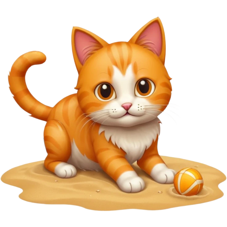 cat on the beach playing emoji