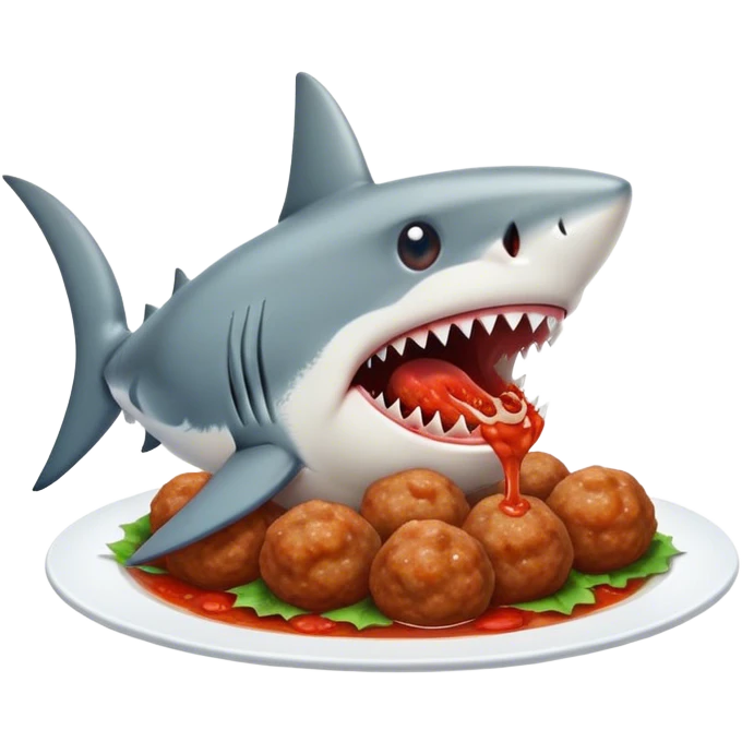 Shark eating meatballs emoji