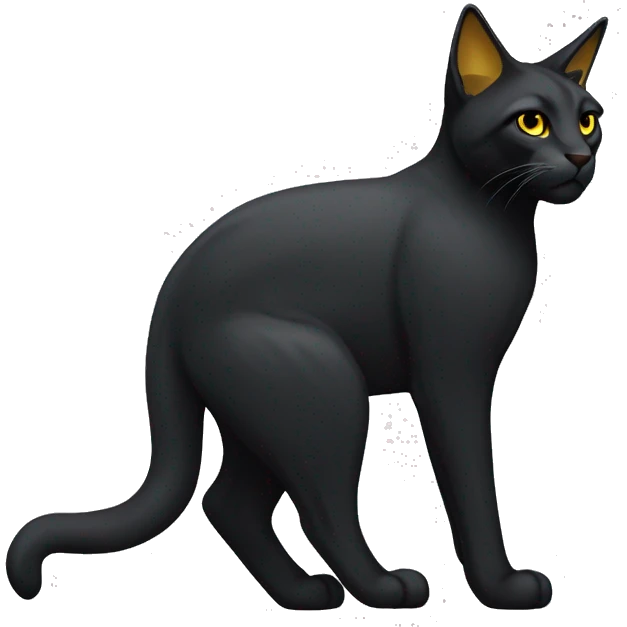 Pointed black ears like lynx sleek solid black furred cat full body yellow eyes  emoji