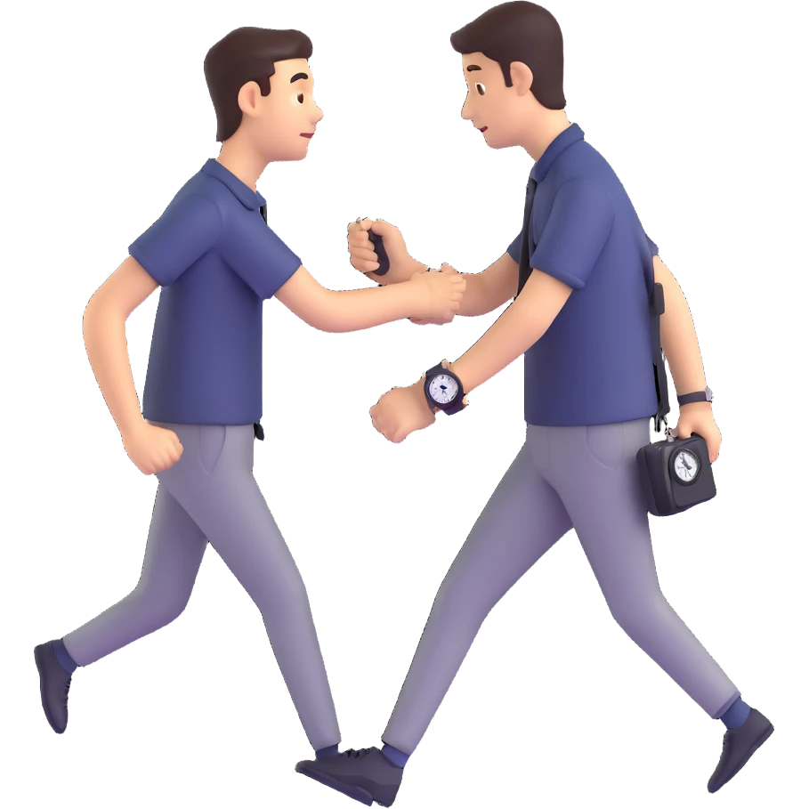Worried person checking the time on their watch in a hurry. emoji