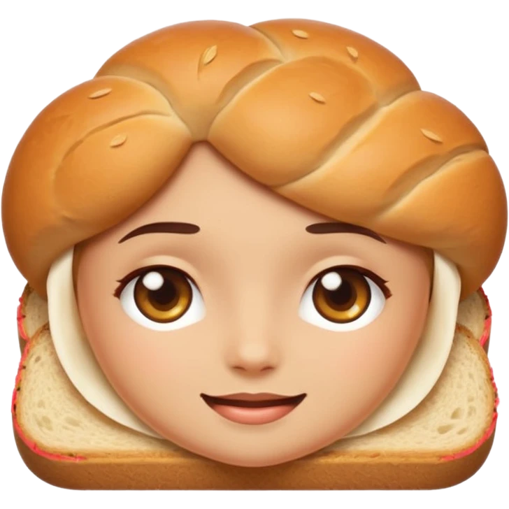 Sexy Bread emoji avatar, cute and minimalistic style, warm eyes and gentle smile, flat design, soft shapes, clean modern look, highly recognizable at small sizes, centered composition, transparent or solid background, app icon quality. emoji