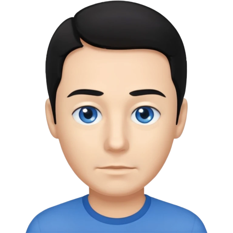 Anthony Field black hair, blue eyes, blue shirt emoji