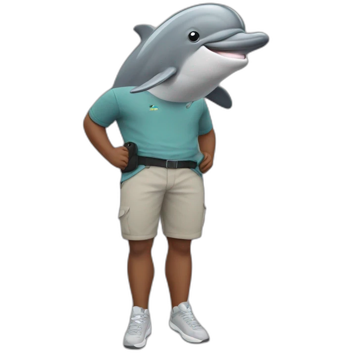 dolphin grays in a fanny pack emoji