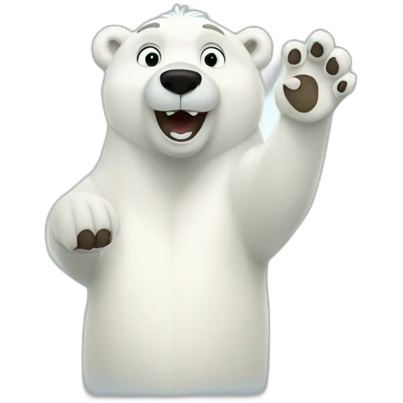  Polar bear say hello and greets by waving his paw emoji