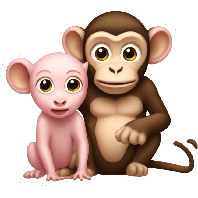 male monkey holding a female piglet emoji