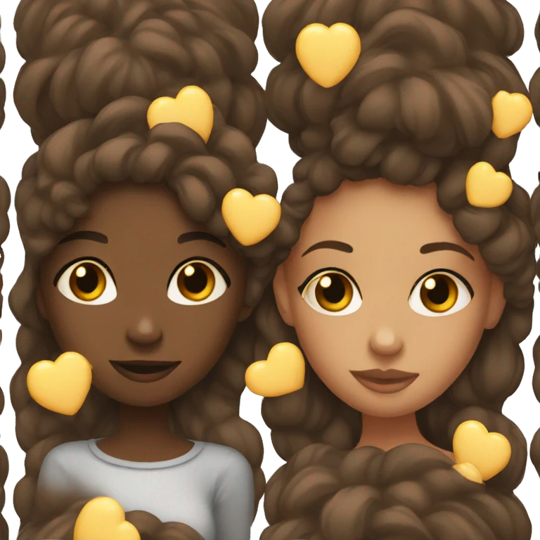 Black girl and Brown girl kissing emoji