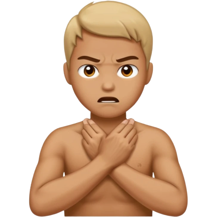 Person holding neck with hands crossed being mad  emoji
