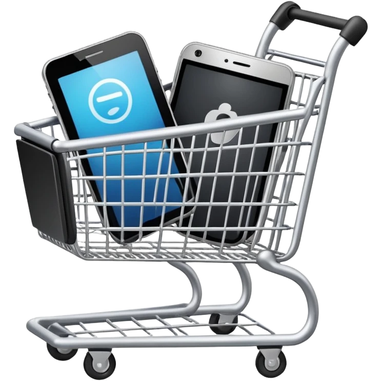 shopping cart filled with technology items emoji