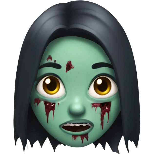 girl zombie with dark long hair with teeth emoji