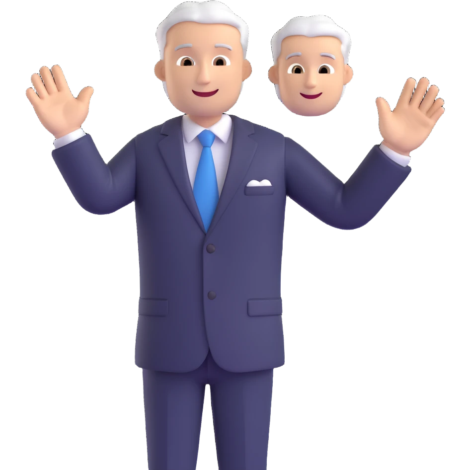 boss emoji, friendly CEO waving, white person emoji