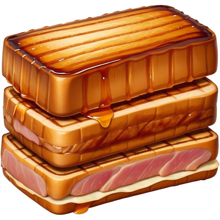 Cinematic tender pork belly, slow-roasted to perfection, crispy caramelized edges, glistening with juices, sliced into thick, rich layers, warm golden tones, luxurious and indulgent. emoji
