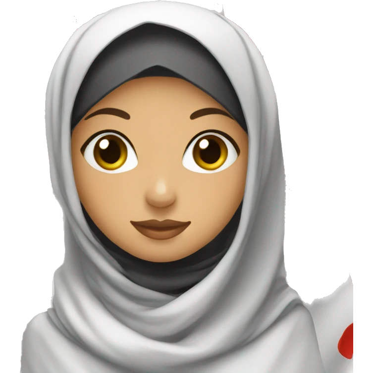 Hijabi girl holding white flag emoji