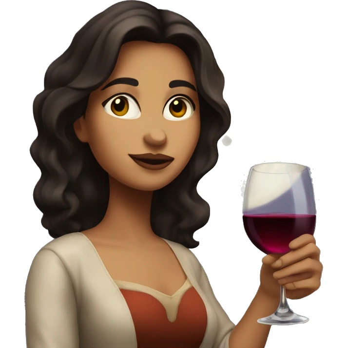 Medium-haired Brunette Latina Girl near the moon with wineglass in hand emoji