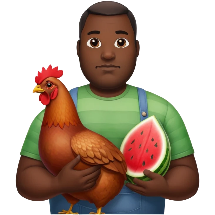 Big black man holding chicken and watermelon emoji