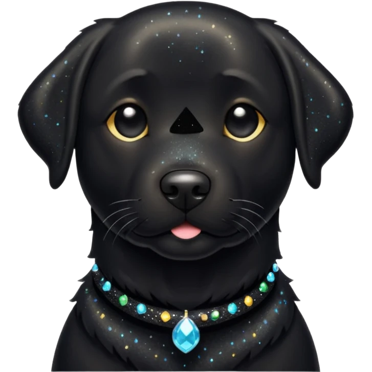 Black lab with black sparkly fur emoji