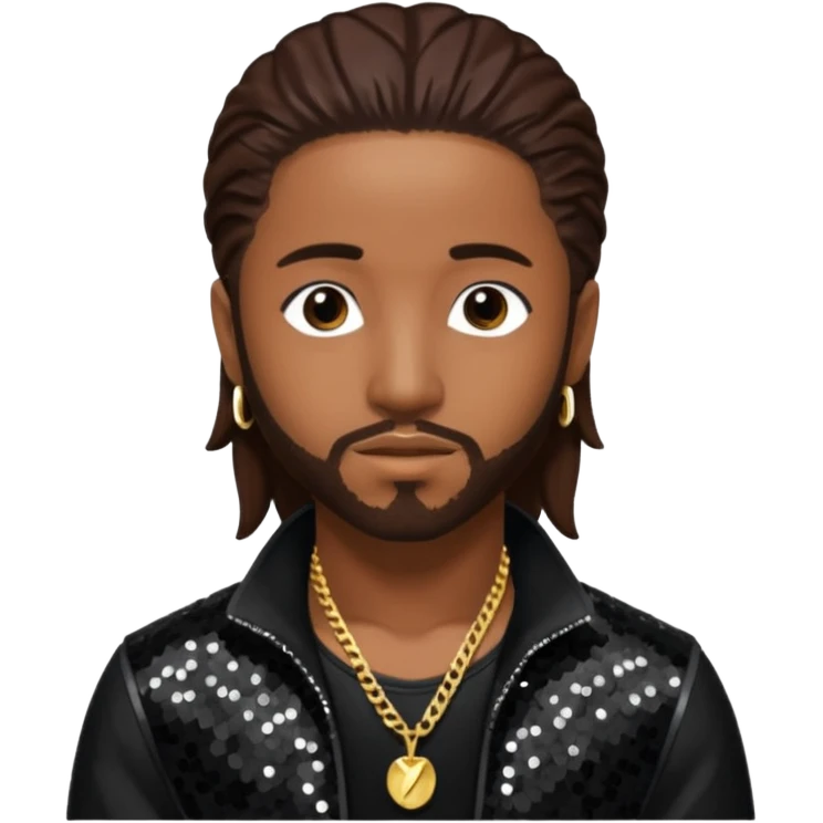Omarion from B2K with long dark brown hair, black sequin outfit emoji