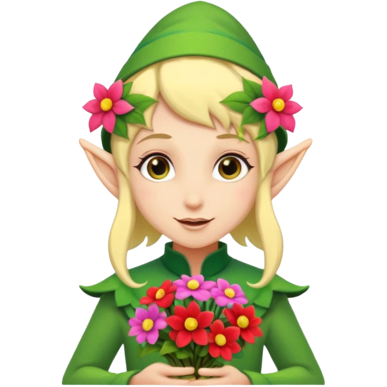 un elfe qui offre des fleurs emoji