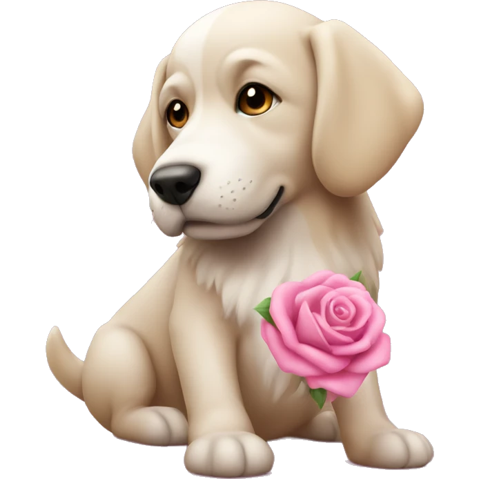 Cão com um lacinho rosa emoji