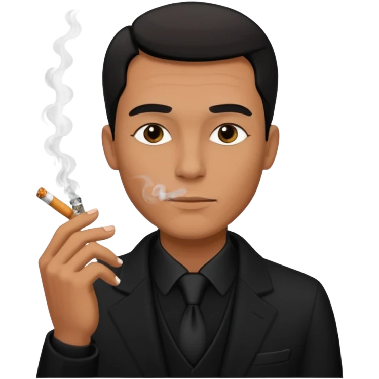 man in black smoking emoji