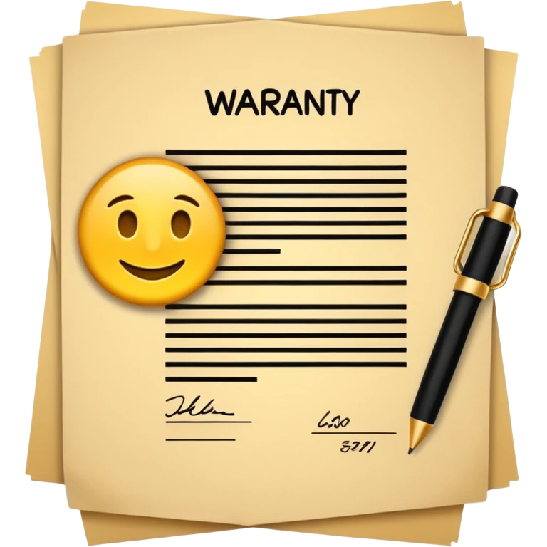 warranty contract golden paper signed, emoji