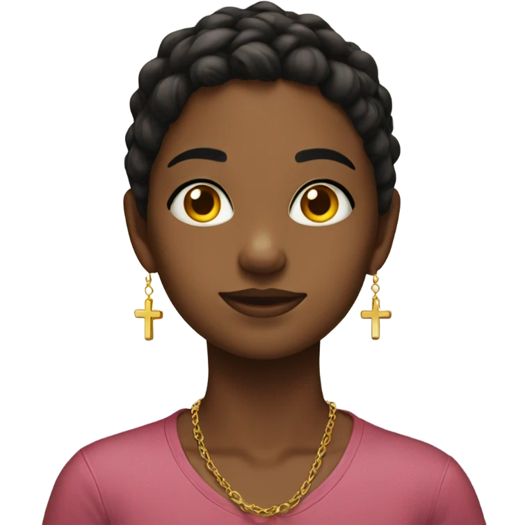 girl with earrings indoors with cross emoji