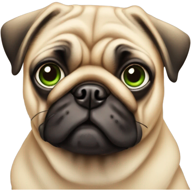 Tan pug with green eyes emoji
