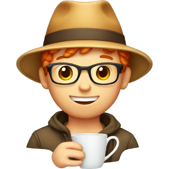 Ginger boy with hat and cup emoji