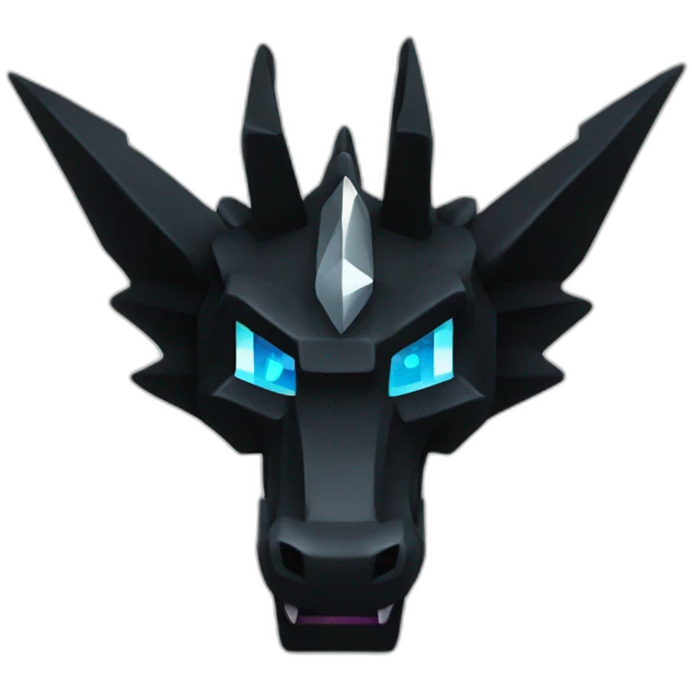 Minecraft Glitter Black Dragon Head With Diamond Horn emoji